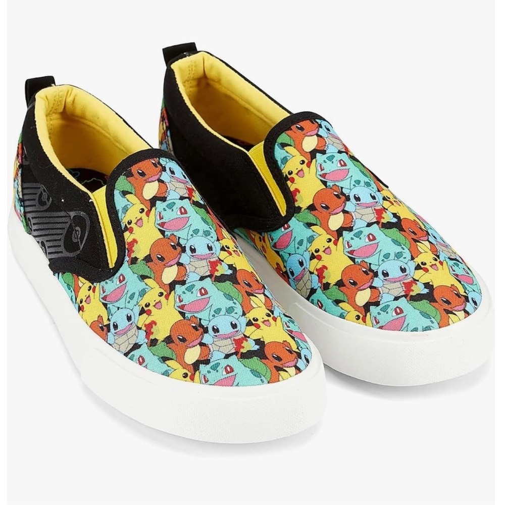 Pokémon Slip-On Sneakers Kids Size 3 Multi-Color Excellent Pikachu Charizard